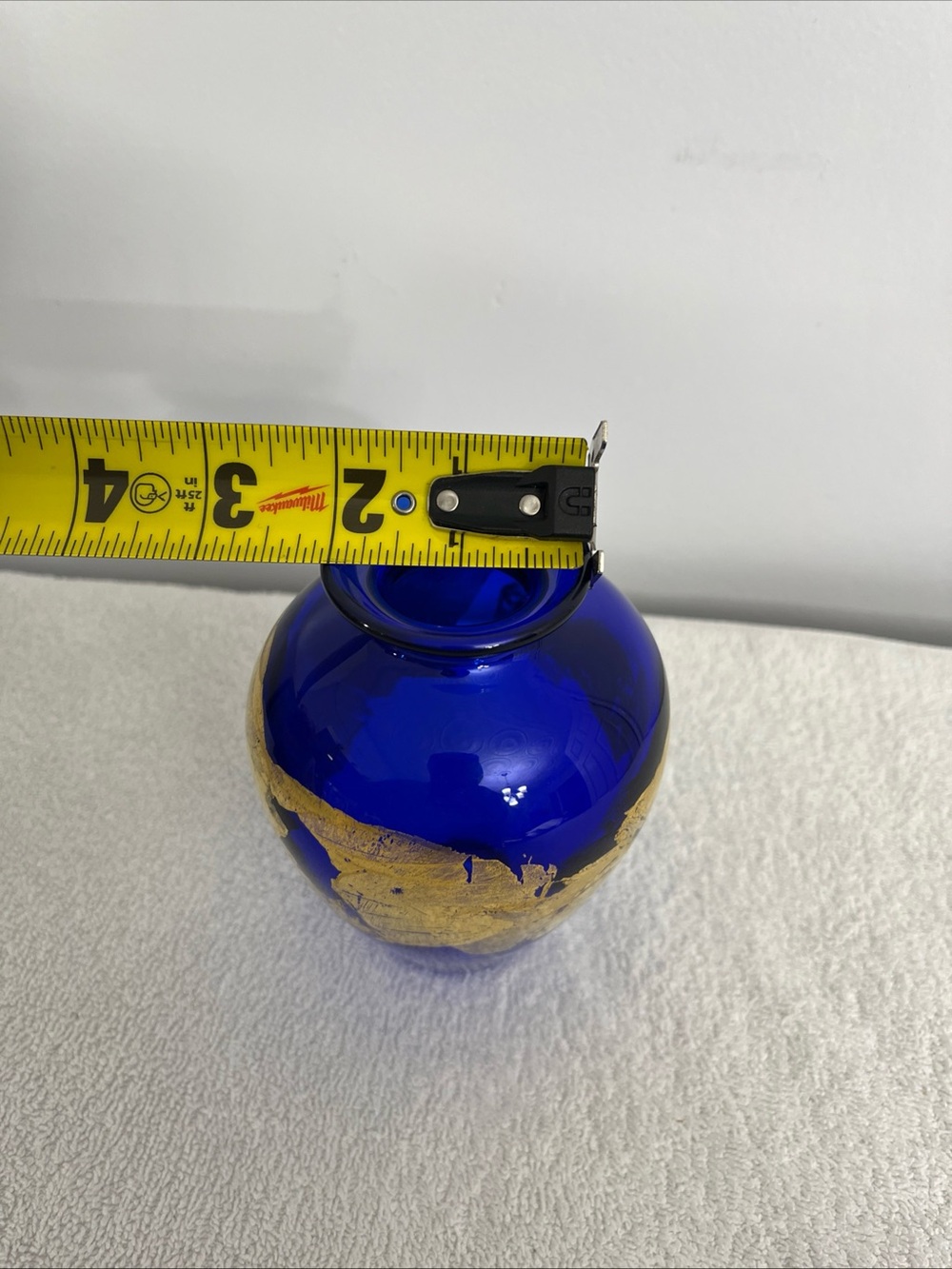 Vitrix Hot Glass Studio Cobalt and Gold Bud Vase NY Art Glass Beautiful Bud Vase - Picture 12 of 14